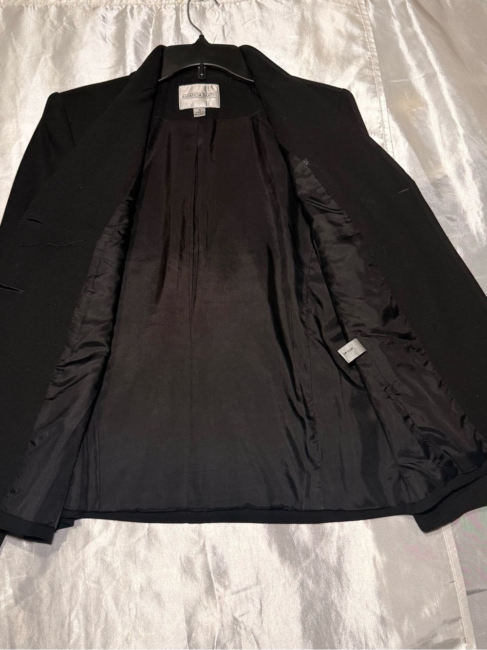 VTG Amanda Smith Black Double Breasted Blazer Women Size 4 Rayon/polyester Lined - Picture 9 of 9